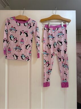 Little Sleepies Pink Penguin Pajama Set with Teal & Purple Accents